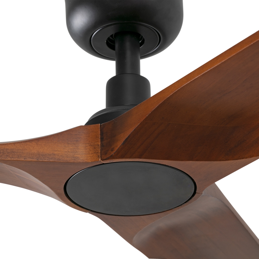 FARO 33806WT - Ventilateur de plafond HEYWOOD S bois/noir d. 90 cm Wi-Fi Tuya + Télécommande