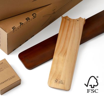 FARO 33806WT - Ventilateur de plafond HEYWOOD S bois/noir Ø 90 cm Wi-Fi Tuya + télécommande