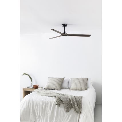 FARO 33809WT - Ventilateur de plafond HEYWOOD L bois/noir d. 132 cm Wi-Fi Tuya + Télécommande