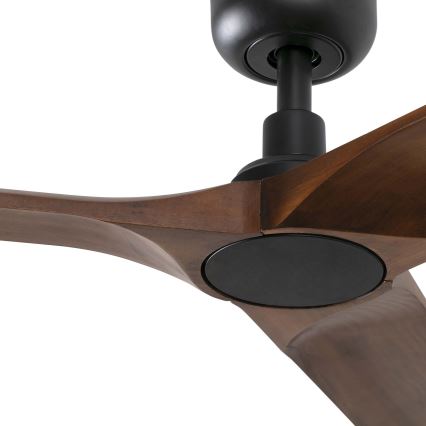 FARO 33809WT - Ventilateur de plafond HEYWOOD L bois/noir d. 132 cm Wi-Fi Tuya + Télécommande