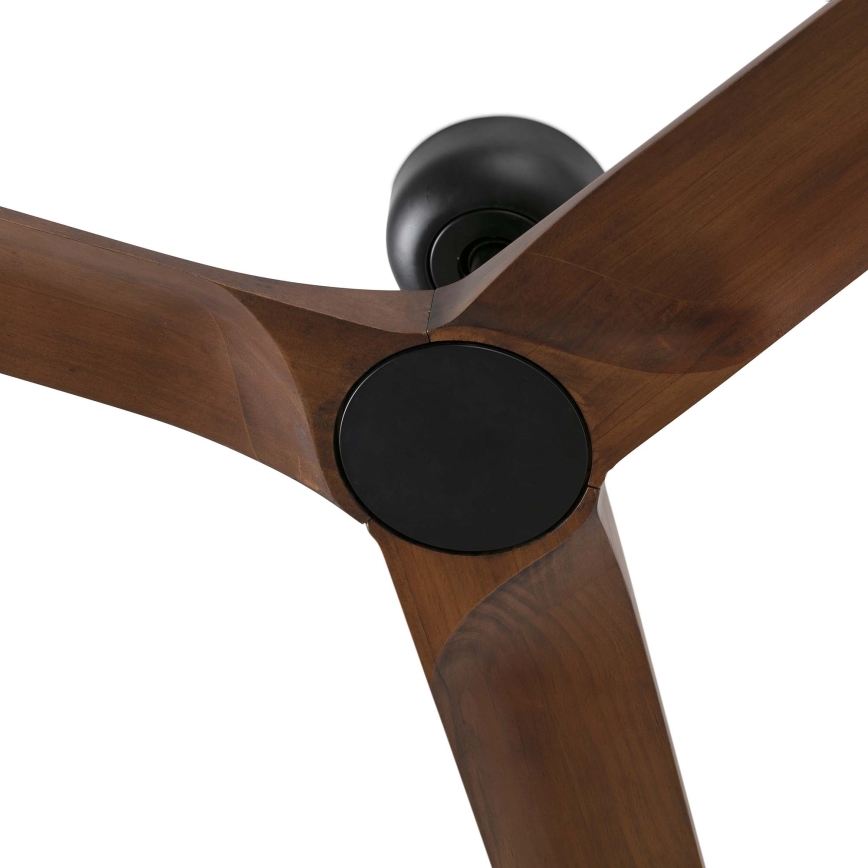 FARO 33809WT - Ventilateur de plafond HEYWOOD L bois/noir d. 132 cm Wi-Fi Tuya + Télécommande