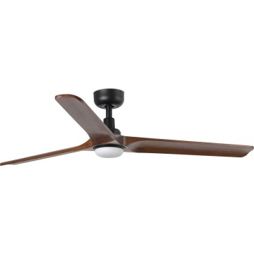 FARO 33809WT1S - LED-dimbare plafondventilator HEYWOOD L LED/10W/230V 2700/3000/4000K Ø 132 cm hout/zwart Wi-Fi Tuya + afstandsbediening