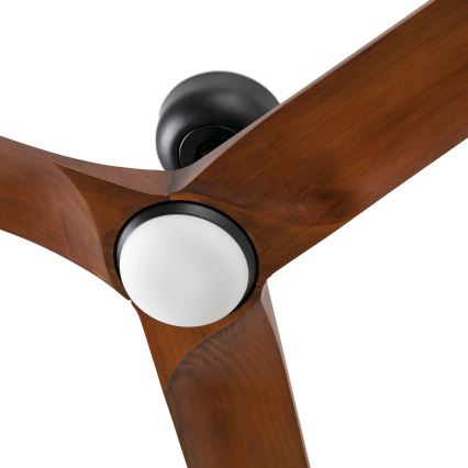 FARO 33809WT1S - LED-dimbare plafondventilator HEYWOOD L LED/10W/230V 2700/3000/4000K Ø 132 cm hout/zwart Wi-Fi Tuya + afstandsbediening