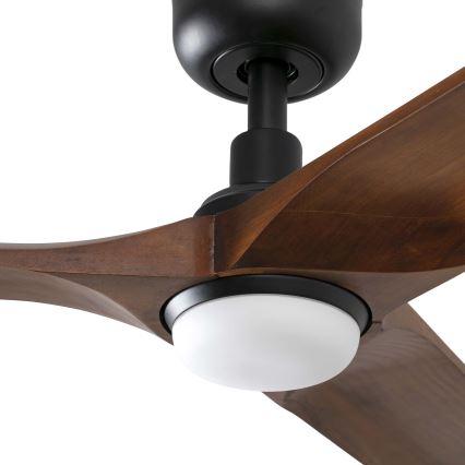 FARO 33809WT1S - Ventilateur de plafond LED dimmable HEYWOOD L LED/10W/230V 2700/3000/4000K Ø 132 cm bois/noir Wi‑Fi Tuya + télécommande