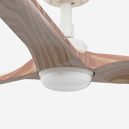 FARO 33810-1TW - Ventilateur de plafond LED à intensité variable HEYWOOD L LED/10W/230V 2700/3000/4000K bois/blanc Ø 132 cm + télécommande