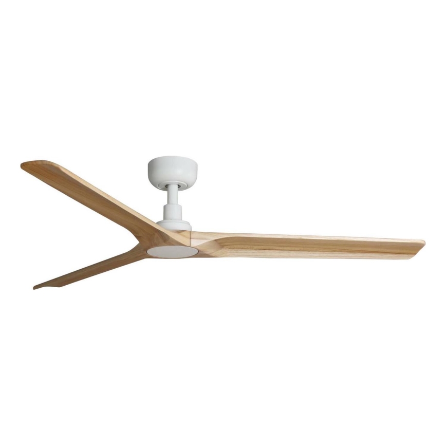 FARO 33810WT - Ventilateur de plafond HEYWOOD L bois/blanc d. 132 cm Wi-Fi Tuya + Télécommande
