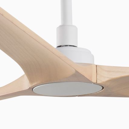 FARO 33810WT - Ventilateur de plafond HEYWOOD L bois/blanc Ø 132 cm Wi-Fi Tuya + télécommande