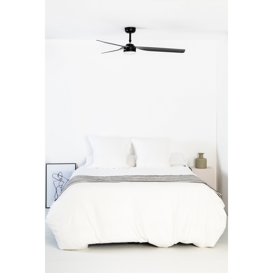 FARO 33815WT-21 - Ventilateur de plafond à intensité variable PUNT M LED/18W/230V 3000/4200/6500K noir d. 132 cm Wi-Fi Tuya + Télécommande