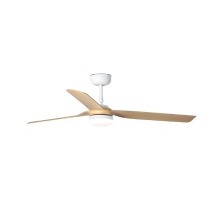 FARO 33816WT-20 - Ventilateur de plafond LED dimmable PUNT M LED/18W/230V marron/blanc Ø 132 cm Wi-Fi Tuya + télécommande