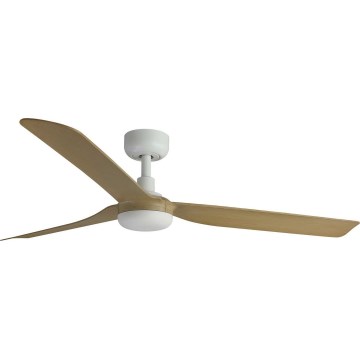 FARO 33816WT - Ventilateur de plafond PUNT M marron/blanc d. 132 cm Wi-Fi Tuya + Télécommande