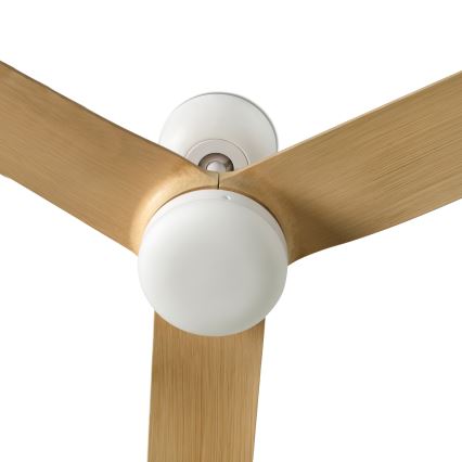 FARO 33816WT - Ventilateur de plafond PUNT M marron/blanc d. 132 cm Wi-Fi Tuya + Télécommande