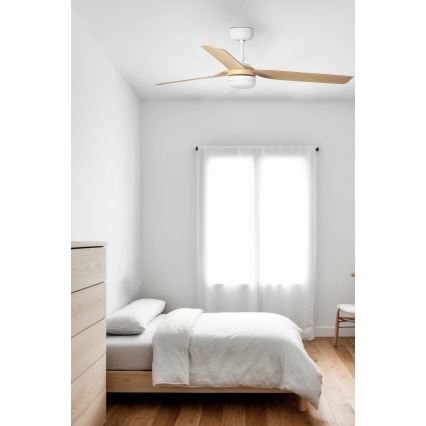 FARO 33816WT1S - Dimbare LED-plafondventilator PUNT M LED/18W/230V 2700/3000/4000K Ø 132 cm beige/wit Wi-Fi Tuya + afstandsbediening