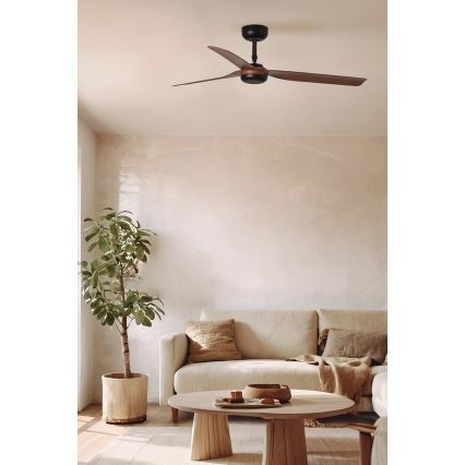 FARO 33817WT - Ventilateur de plafond PUNT M marron/noir d. 132 cm Wi-Fi Tuya + Télécommande
