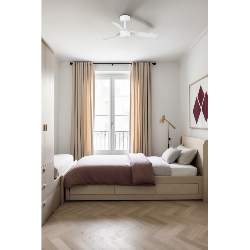 FARO 33820-1TW - Dimbare LED-plafondventilator MINI PUNT met LED/10W 2700/3000/4000K, wit Ø 90 cm + afstandsbediening