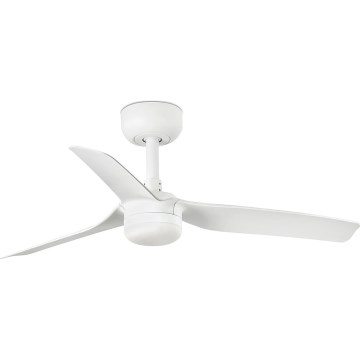 FARO 33820WT-1TW - Ventilateur de plafond MINI PUNT S à intensité variable, LED 10W, 230V, 2700/3000/4000K, blanc, Ø 90 cm, Wi-Fi Tuya + télécommande