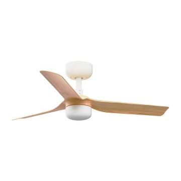 FARO 33821-1TW - Ventilateur de plafond dimmable MINI PUNT S à LED 10W (2700/3000/4000K), bois/blanc, diam. 90 cm + télécommande