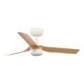 FARO 33821WT-1TW - Ventilateur de plafond à intensité variable MINI PUNT S LED/10W/230V 2700/4000/6000K marron/blanc d. 90 cm Wi-Fi Tuya + Télécommande
