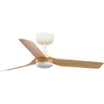 FARO 33821WT - Plafondventilator MINI PUNT S bruin/wit diameter 90 cm Wi-Fi Tuya + afstandsbediening