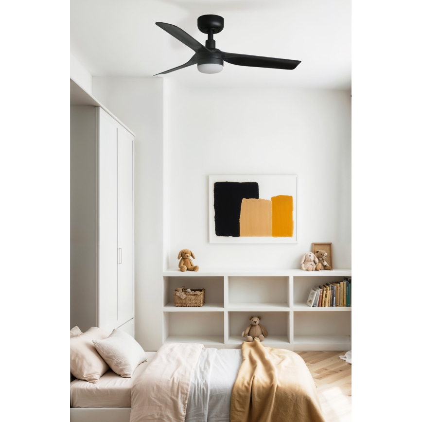 FARO 33822WT-1TW - Ventilateur de plafond à intensité variable MINI PUNT S LED/10W/230V 2700/4000/6000K noir d. 90 cm Wi-Fi Tuya + Télécommande