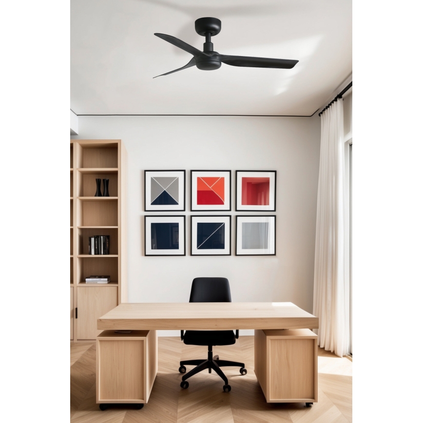 FARO 33822WT - Ventilateur de plafond MINI PUNT S noir d. 90 cm Wi-Fi Tuya + Télécommande