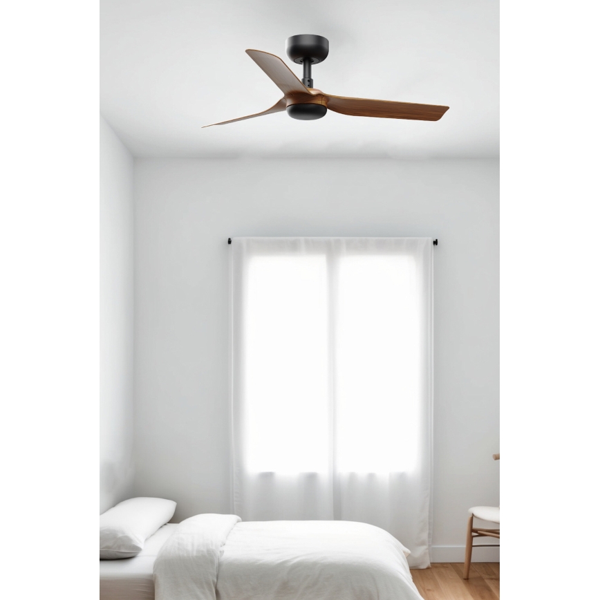 FARO 33823WT - Ventilateur de plafond MINI PUNT S marron/noir d. 90 cm Wi-Fi Tuya + Télécommande