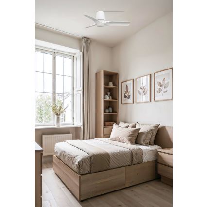 FARO 33826WT-1TW - Ventilateur de plafond LED dimmable HEY TUB S LED/10W/230V 2700/3000/4000K blanc Ø 90 cm Wi-Fi Tuya + télécommande