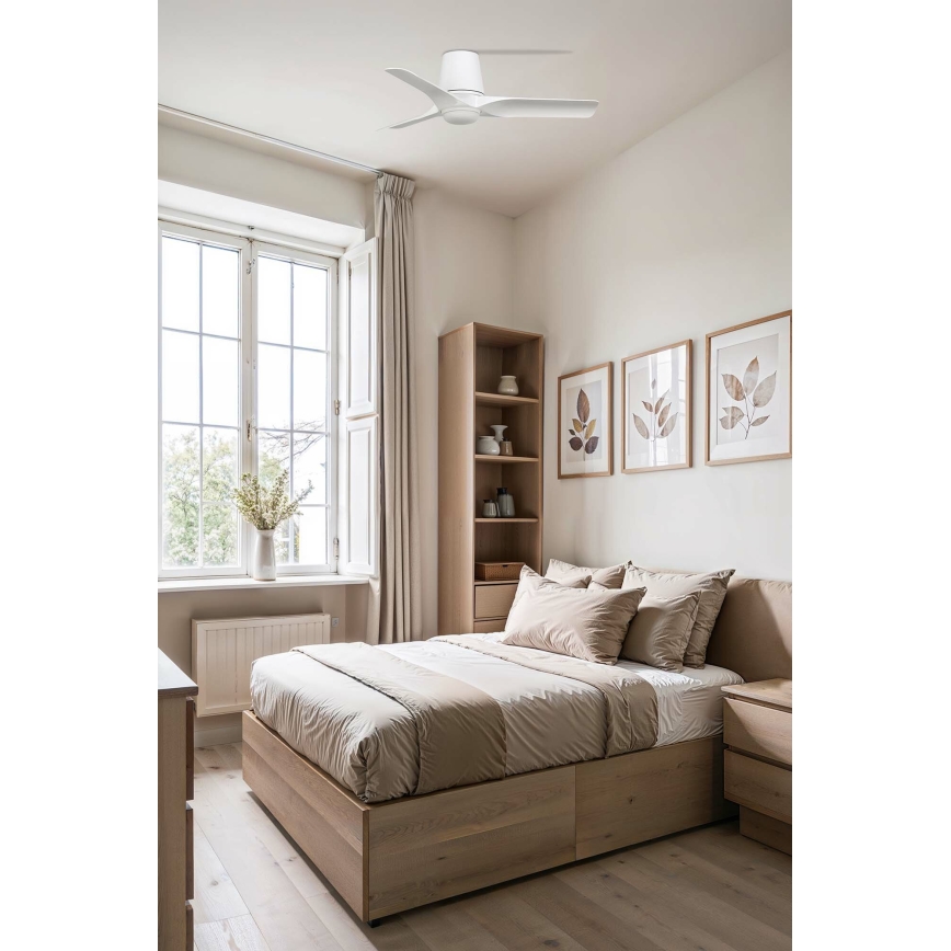 FARO 33826WT-1TW - Ventilateur de plafond à intensité variable HEY TUB S LED/10W/230V 2700/4000/6000K blanc d. 90 cm Wi-Fi Tuya + Télécommande
