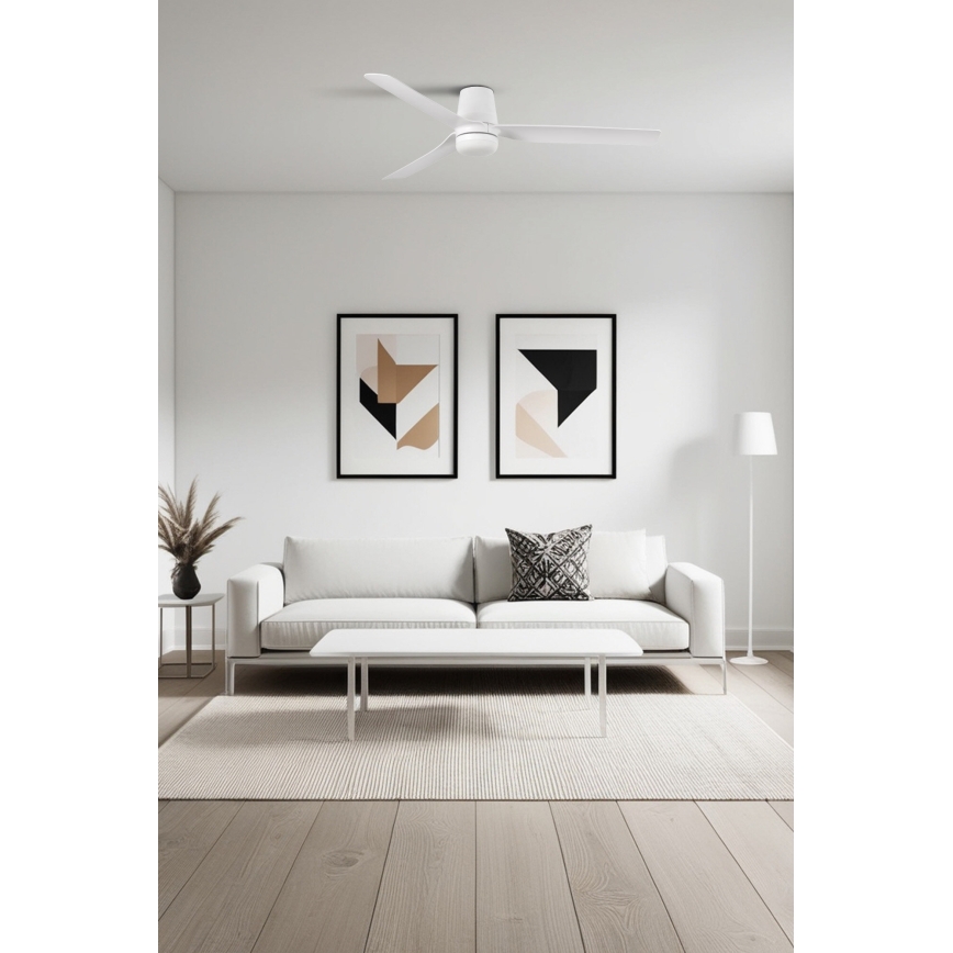 FARO 33828-1TW - Ventilateur de plafond à intensité variable PUNT TUB M LED/18W/230V 3000/4200/6500K d. 130 cm blanc + Télécommande
