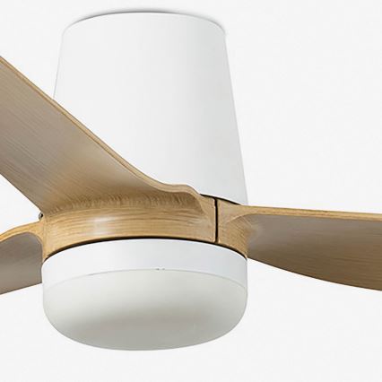 FARO 33829-1TW - LED dimbare plafondventilator PUNT TUB M LED/18W/230V 3000/4200/6500K diameter 130 cm wit/brown+ afstandsbediening