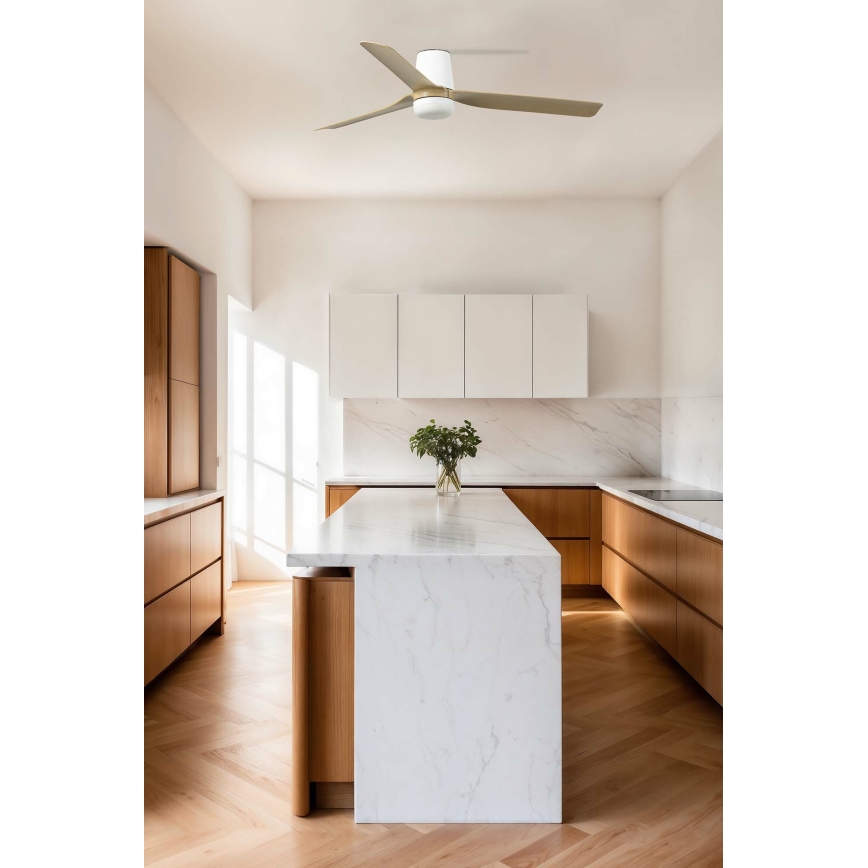 FARO 33829 - Ventilateur de plafond PUNT TUB M marron/blanc d. 130 cm + télécommande