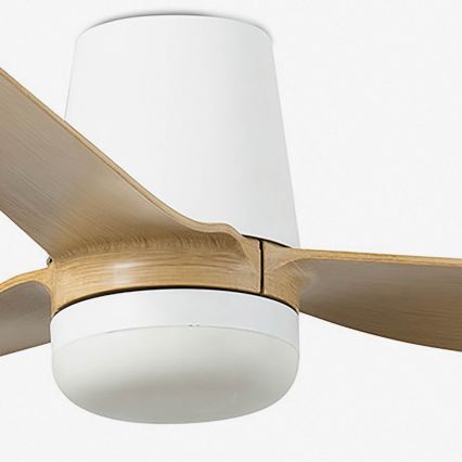 FARO 33829WT1S - LED-dimbare plafondventilator PUNT TUB M LED/18W/230V 2700/3000/4000K Ø 132 cm beige/wit Wi-Fi Tuya + afstandsbediening