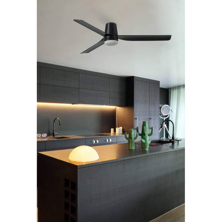 FARO 33830WT-1TW - Ventilateur de plafond à intensité variable PUNT TUB M LED/18W/230V 3000/4200/6500K noir d. 132 cm Wi-Fi Tuya + Télécommande