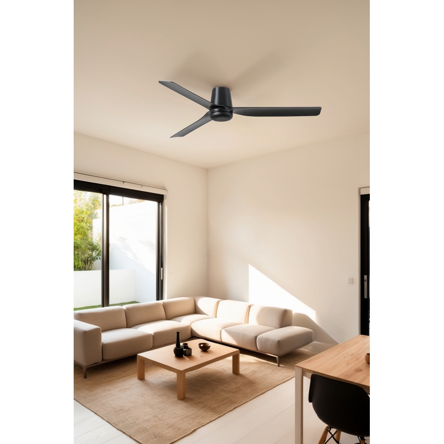 FARO 33830WT - Ventilateur de plafond PUNT TUB M noir d. 132 cm Wi-Fi Tuya + Télécommande