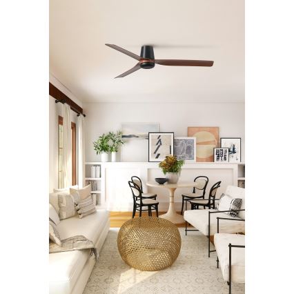 FARO 33831WT - Ventilateur de plafond PUNT TUB M marron/noir d. 132 cm Wi-Fi Tuya + Télécommande