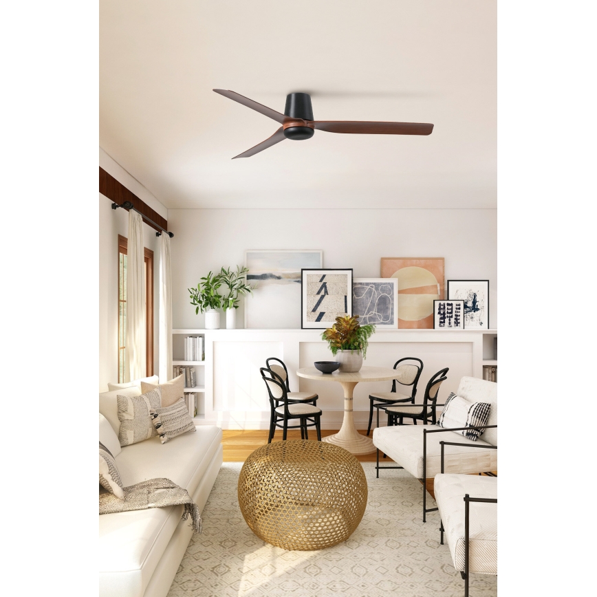 FARO 33831WT - Ventilateur de plafond PUNT TUB M marron/noir d. 132 cm Wi-Fi Tuya + Télécommande