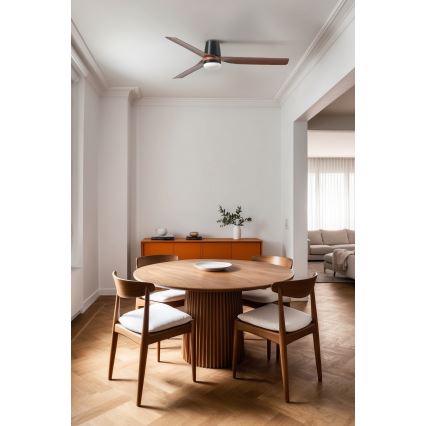 FARO 33831WT1S - Ventilateur de plafond LED à intensité variable PUNT TUB M LED/18W/230V 2700/3000/4000K Ø132 cm marron/noir Wi-Fi Tuya + télécommande