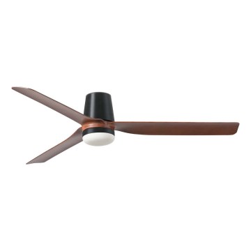 FARO 33831WT1S - Ventilateur de plafond LED à intensité variable PUNT TUB M LED/18W/230V 2700/3000/4000K Ø132 cm marron/noir Wi-Fi Tuya + télécommande