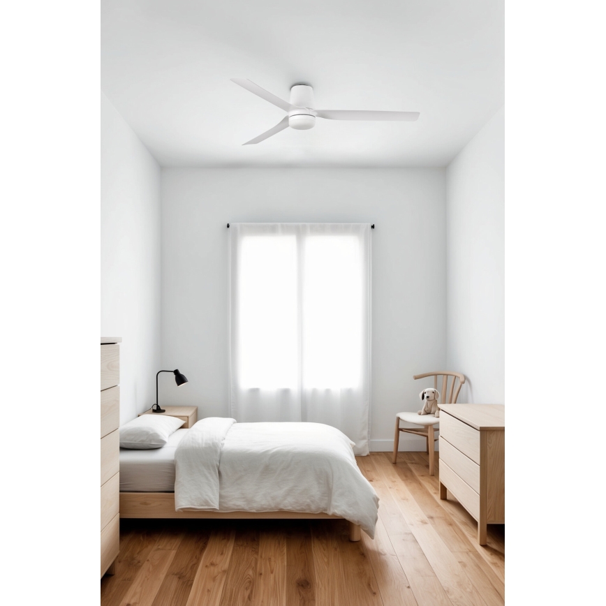 FARO 33832WT-1TW - Ventilateur de plafond à intensité variable MINI PUNT TUB S LED/10W/230V 2700/4000/6000K blanc d. 90 cm Wi-Fi Tuya + Télécommande