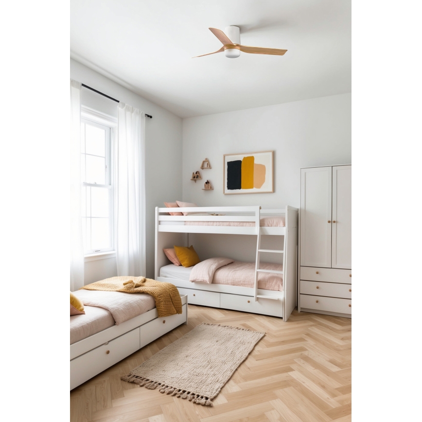 FARO 33833-1TW - Ventilateur de plafond LED dimmable MINI PUNT TUB avec LED/10W/230V 2700/3000/4000K Ø 90 cm brun/blanc + télécommande