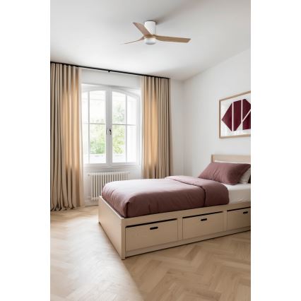 FARO 33833WT-1TW - Ventilateur de plafond à intensité variable MINI PUNT TUB S LED/10W/230V 2700/4000/6000K marron/blanc d. 90 cm Wi-Fi Tuya + Télécommande