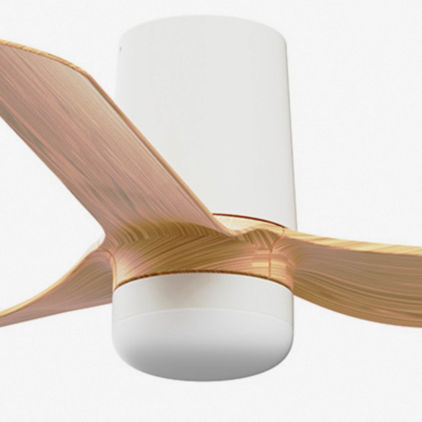 FARO 33833WT-1TW - Ventilateur de plafond à intensité variable MINI PUNT TUB S LED/10W/230V 2700/4000/6000K marron/blanc d. 90 cm Wi-Fi Tuya + Télécommande