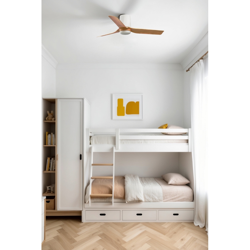 FARO 33833WT - Ventilateur de plafond MINI PUNT TUB S marron/blanc d. 90 cm Wi-Fi Tuya + Télécommande