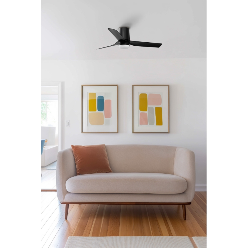 FARO 33834-1TW - Ventilateur de plafond LED dimmable MINI PUNT TUB avec LED/10W/230V 2700/3000/4000K Ø 90 cm noir + télécommande
