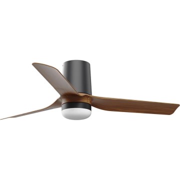 FARO 33835WT-1TW - Ventilateur de plafond à intensité variable MINI PUNT TUB S LED/10W/230V 2700/4000/6000K marron/noir d. 90 cm Wi-Fi Tuya + Télécommande