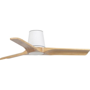 FARO 33836 - Ventilateur de plafond HEYWOOD TUB pin/blanc Ø 90 cm + télécommande