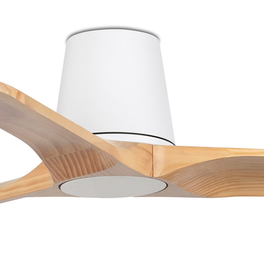 FARO 33836 - Ventilateur de plafond HEYWOOD TUB pin/blanc Ø 90 cm + télécommande