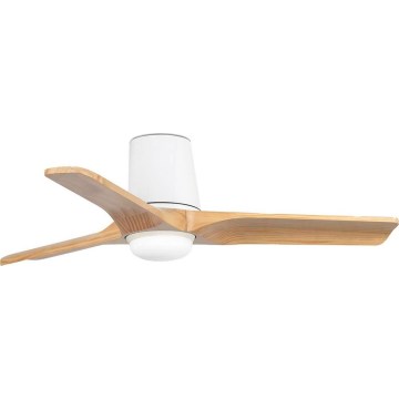 FARO 33836WT-1TW - Ventilateur de plafond LED dimmable HEYWOOD TUB S LED, 10 W, 230 V, 2700/3000/4000 K, pin/blanc, Ø 90 cm, Wi-Fi Tuya + télécommande