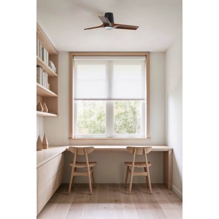 FARO 33837-1TW - Ventilateur de plafond dimmable HEYWOOD TUB à LED/10W/230V 2700/3000/4000K pin/noir Ø 90 cm + télécommande
