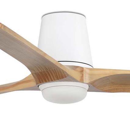 FARO 33838WT-1TW - LED dimbare plafondventilator HEYWOOD TUB L LED/10W/230V 2700/4000/6000K dennenhout/wit Ø 132 cm Wi-Fi Tuya + afstandsbediening