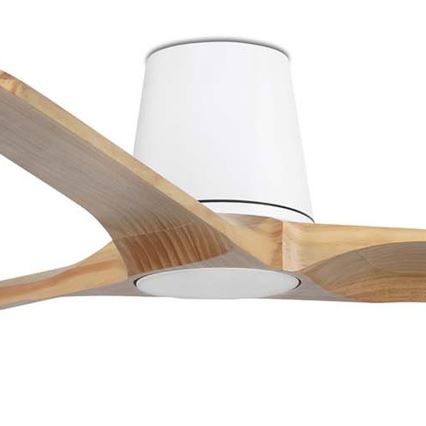 FARO 33838WT - Ventilateur de plafond HEYWOOD TUB L pin/blanc Ø 132 cm Wi-Fi Tuya + télécommande